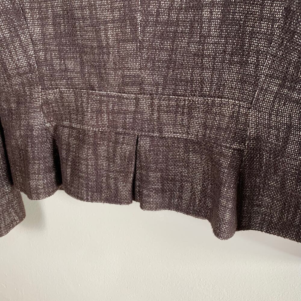 Talbots Petites Brown Tweed Skirt Suit 12P Career Business Jacket Cotton Linen - Picture 7 of 13